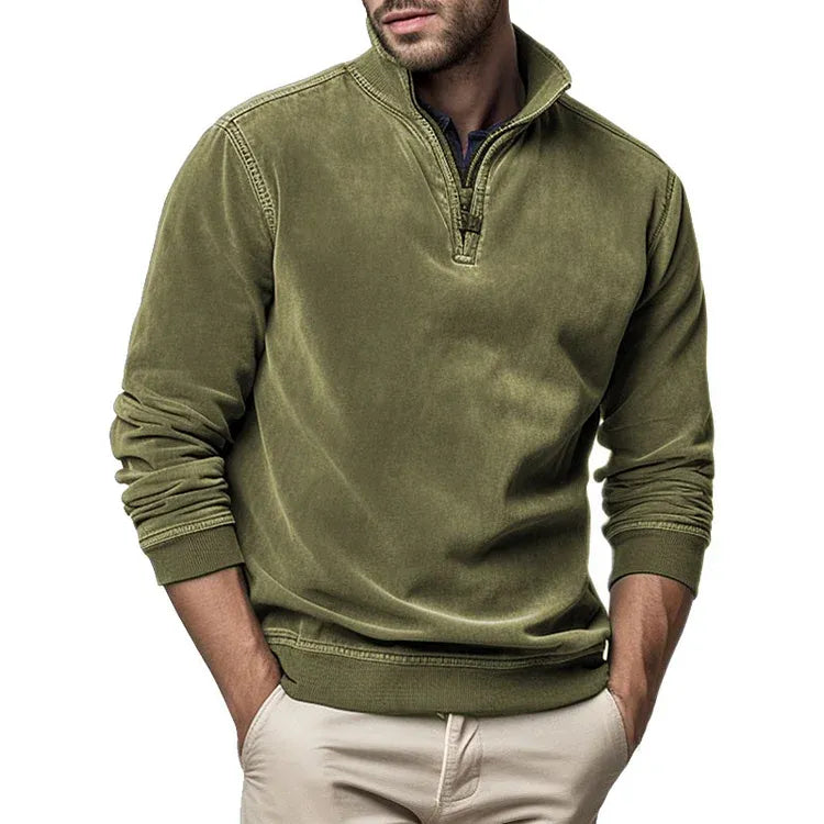 Mænds Vintage Sweatshirt med Vaskede Detaljer 7