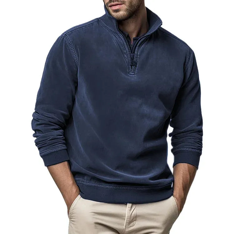 Mænds Vintage Sweatshirt med Vaskede Detaljer 8