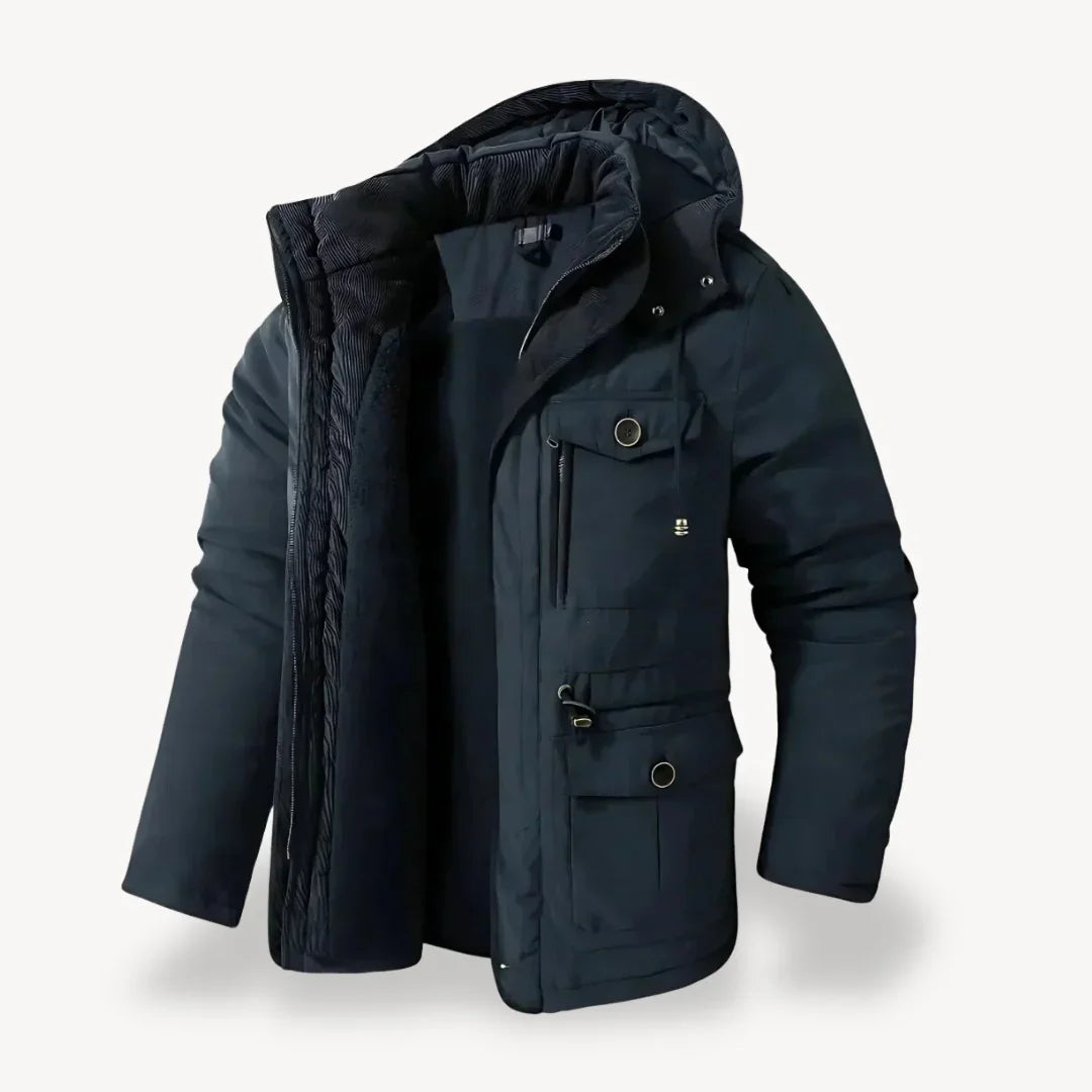 Mænds Vinterparka Med Vandtæt Design Aftagelig Hætte 5