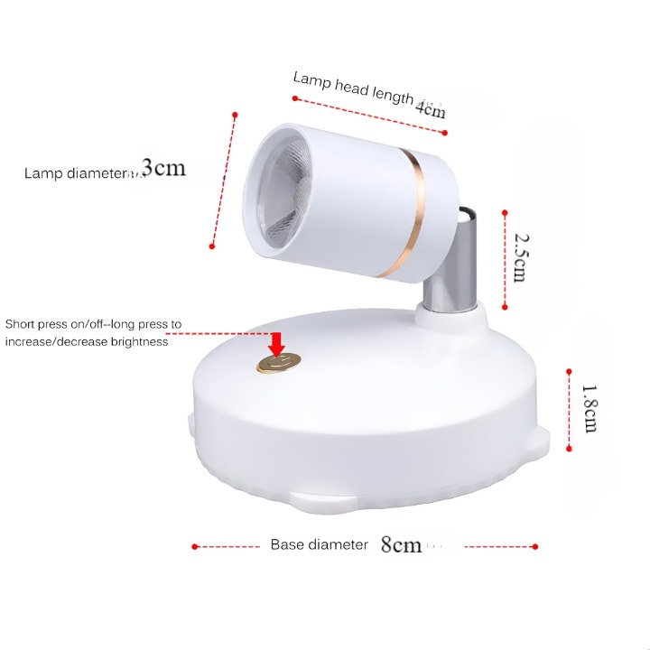 Mini LED Spotlight Trådløs Accentbelysning Justérbar Lysstyrke Kompakt Design 7