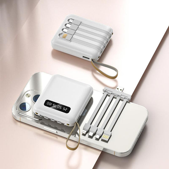 Mini Powerbank 20000mAh med Integrerede Kabler 0