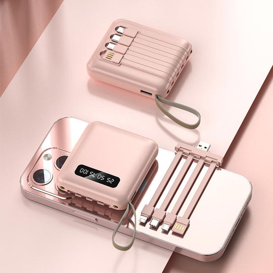 Mini Powerbank 20000mAh med Integrerede Kabler 9