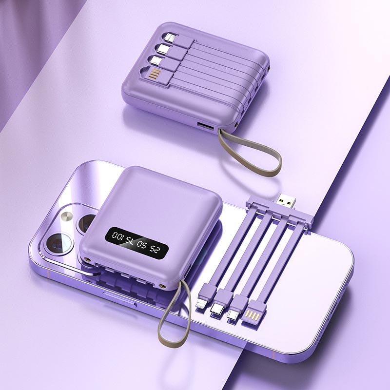Mini Powerbank 20000mAh med Integrerede Kabler 9