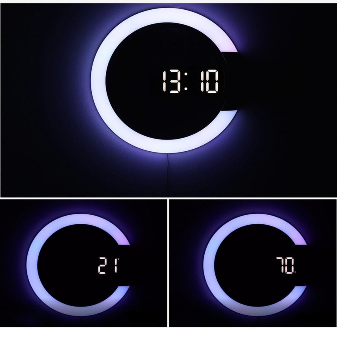 Moderne LED Vægur med Justerbar Belysning 2
