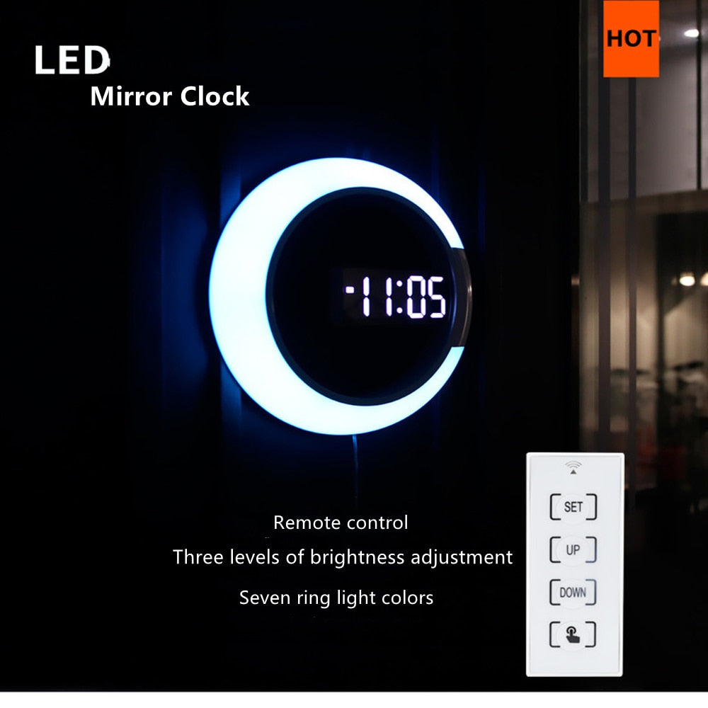Moderne LED Vægur med Justerbar Belysning 3