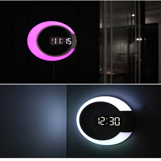 Moderne LED Vægur med Justerbar Belysning 5