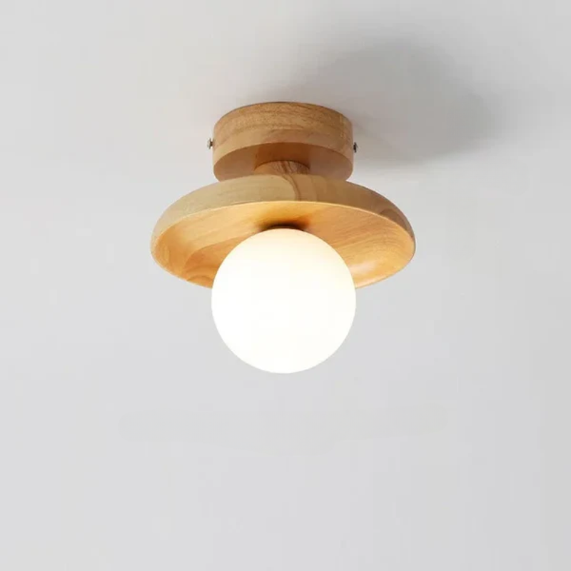 Moderne Loftslampe i Træ Kuglehængende 0