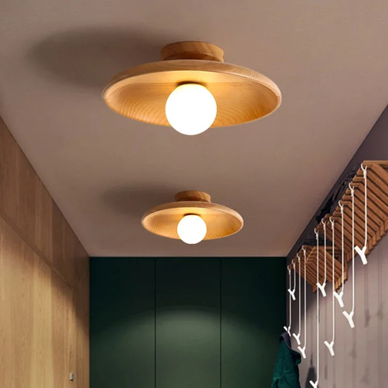 Moderne Loftslampe i Træ Kuglehængende 1