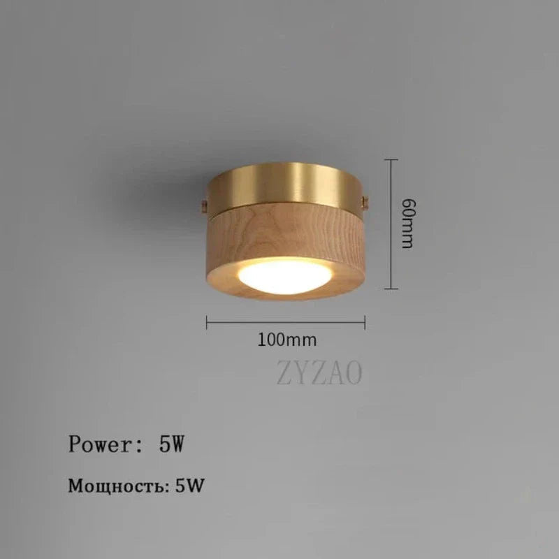 Moderne Loftslampe i Valnød med Guld Detaljer 6