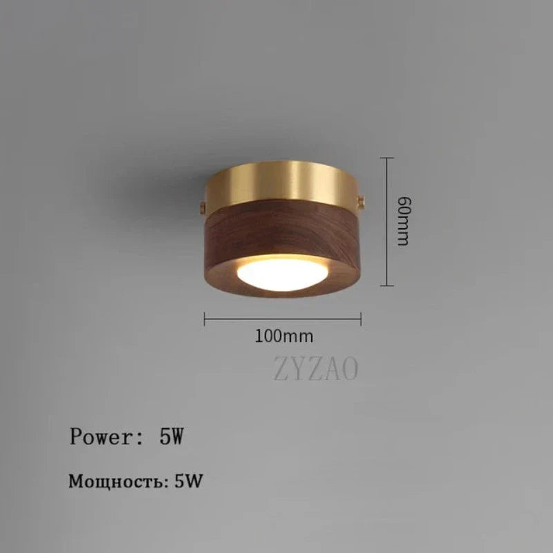 Moderne Loftslampe i Valnød med Guld Detaljer 8