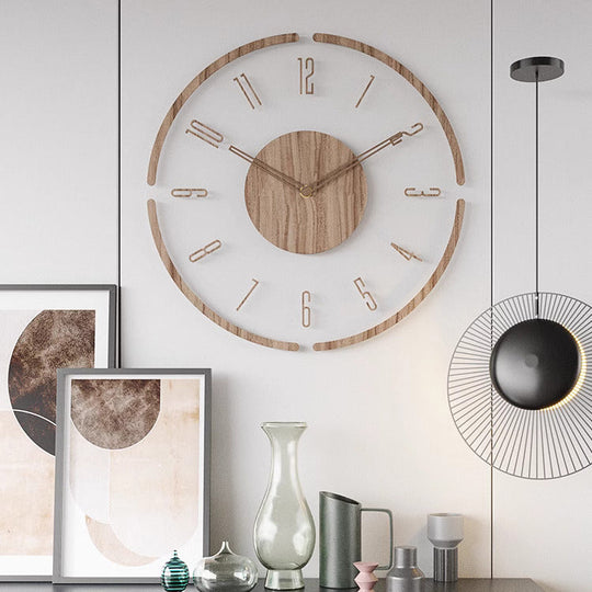 Moderne Vægur i Træ Minimalistisk Design Lydløs Indendørs Vægmontering 2