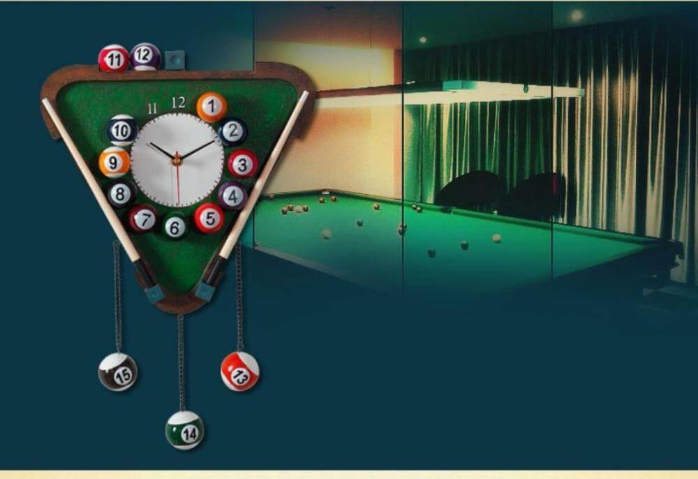 Moderne Vægur med 3D Poolbolde Design til Billardrum 6