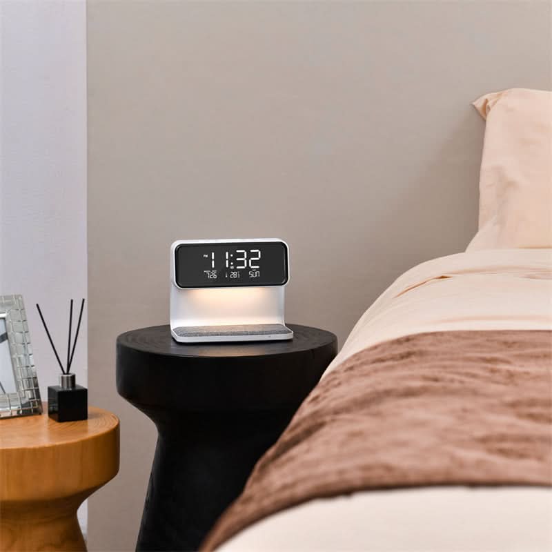 Multifunktionel Vækkeur med LED-Lampe og Trådløs Oplader 6