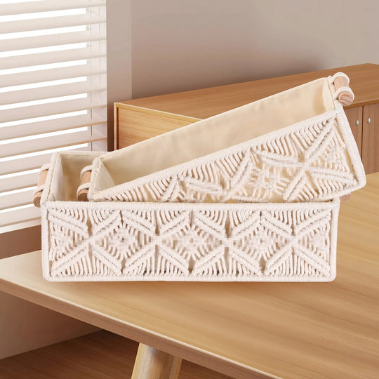 Opbevaringskurve til hjemmet med makramédesign 3