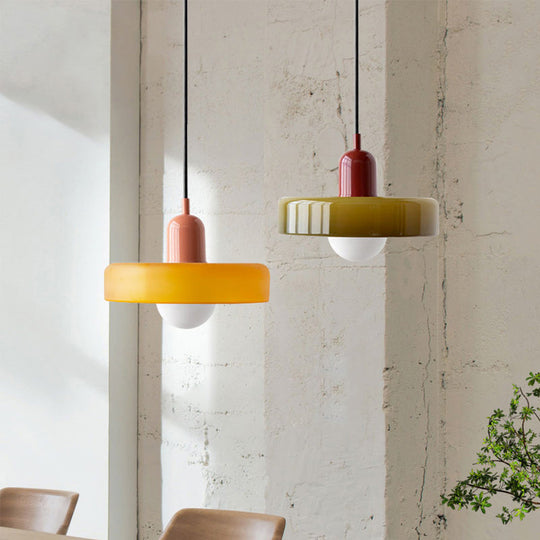 Pendellampe Bauhaus Stil Farverigt Glas Design Justerbar Højde 1