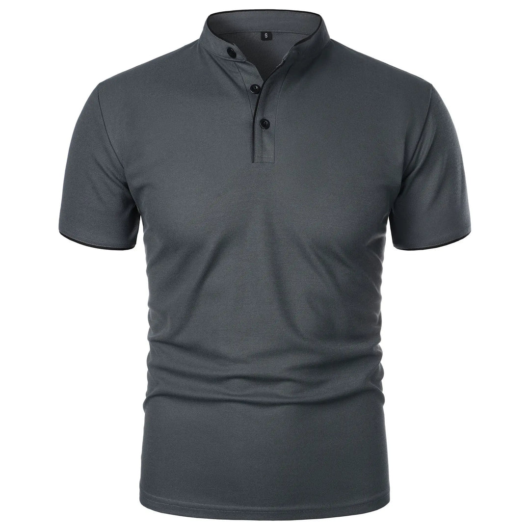 Polo Shirt Mænd Kortærmet Casual T-Shirt i Solid Farve 6