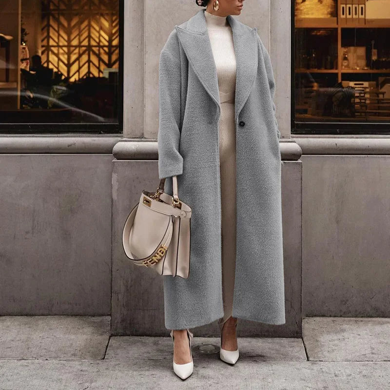 Kvinder Fleecejakke Grå Elegant Oversized Polyester-5