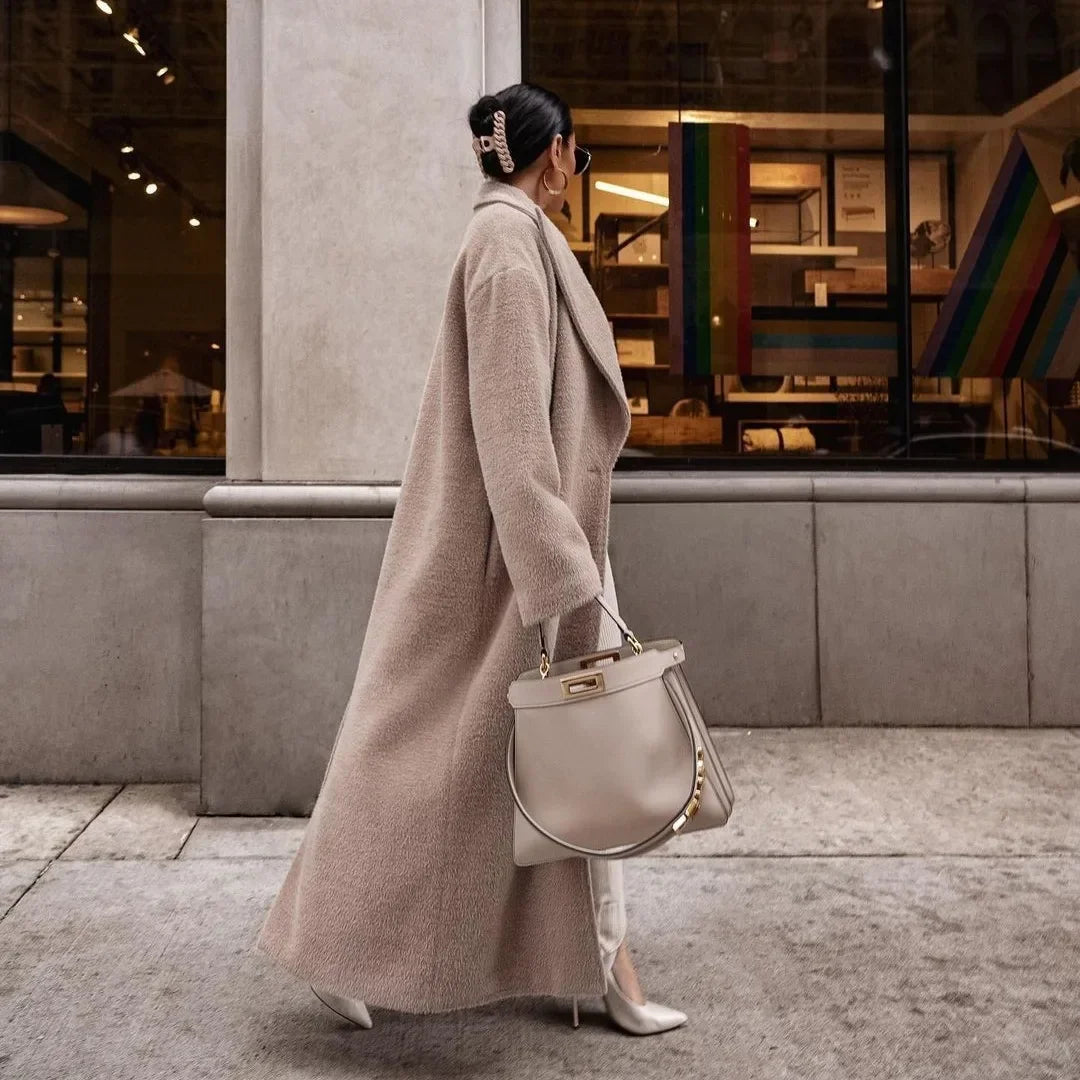 Kvinder Fleecejakke Grå Elegant Oversized Polyester-2