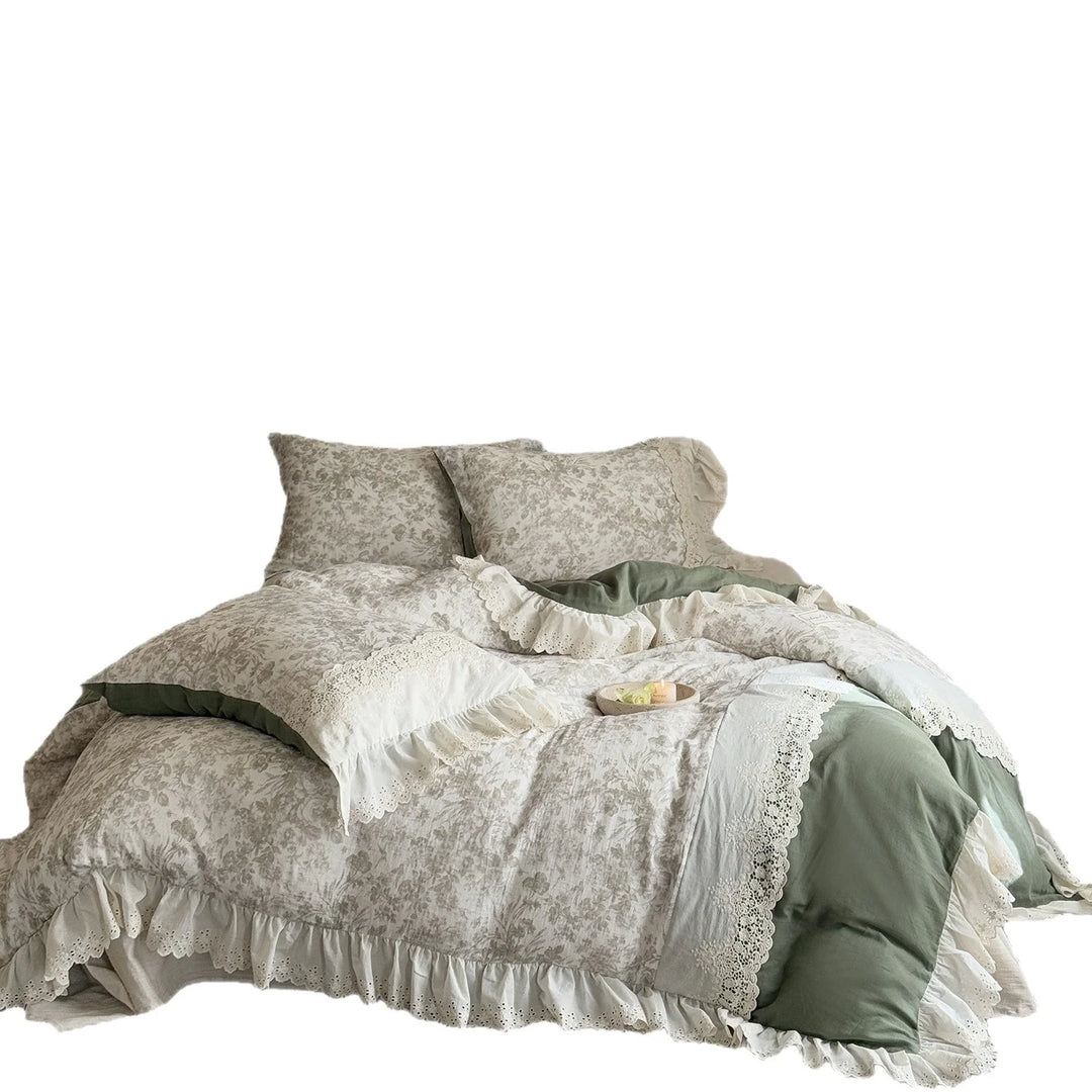 Sengesæt til kvinder Vintage Blonde- og Flæsedesign 4