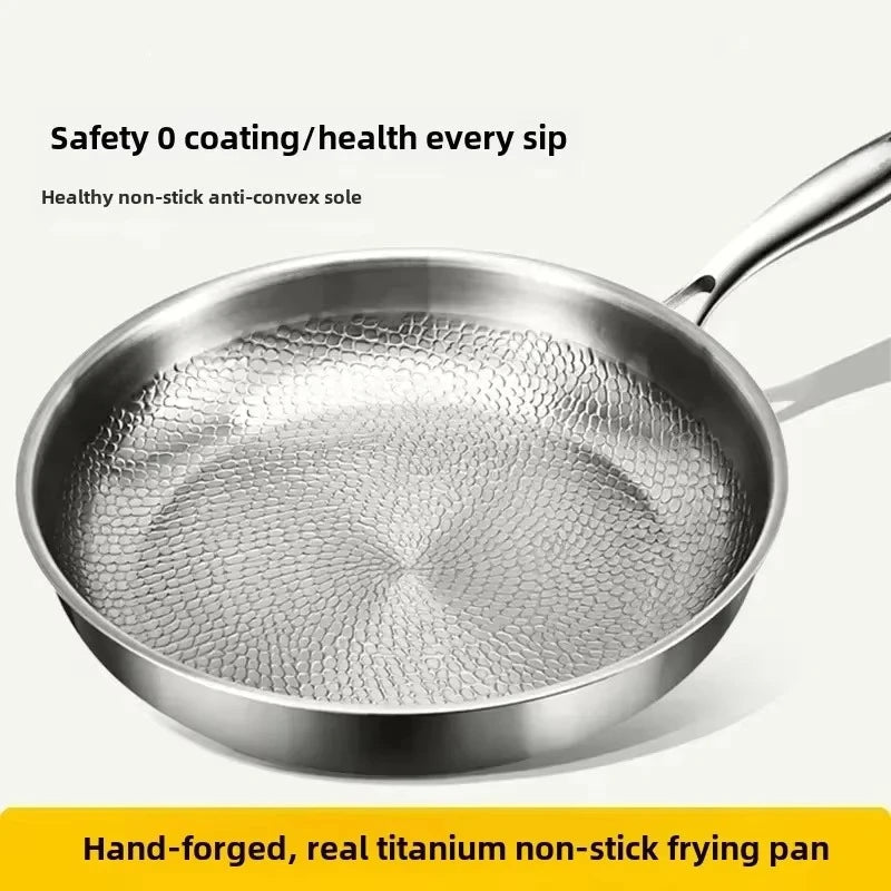 Titanium Stegepande til Induktionskogeplader Håndhamret Design 3