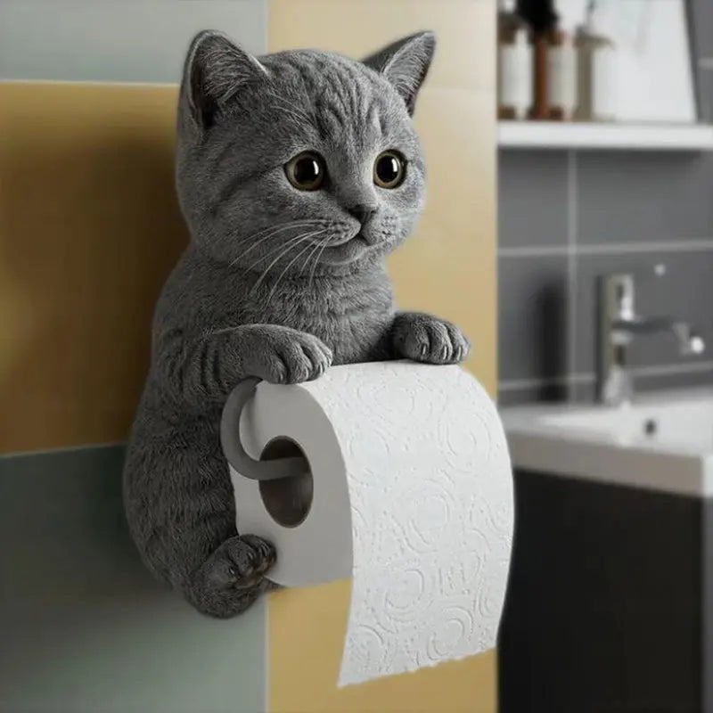 Toiletrulleholder Kattehoved Design Vægmonteret til Badeværelse 0