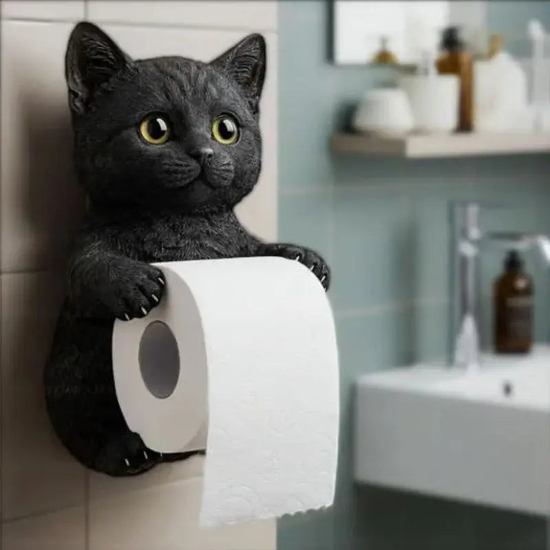 Toiletrulleholder Kattehoved Design Vægmonteret til Badeværelse 2