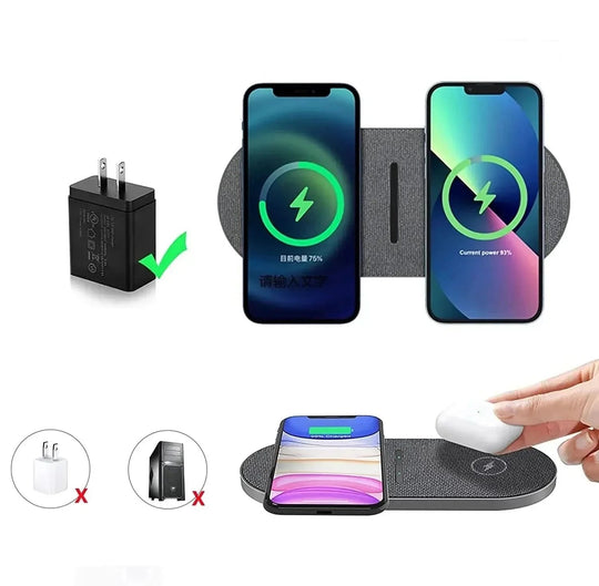 Trådløs Opladningsstation til iPhone og Samsung - Kompakt Design 3