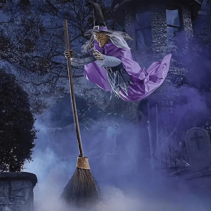 Uhyggelig Flyvende Heks Halloween Dekoration 0