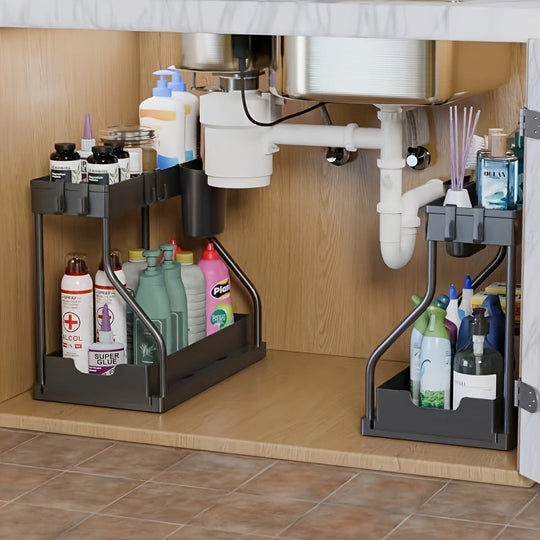 Under-Sink Organizer Med Skydeskuffe Til Køkken Og Badeværelse 1