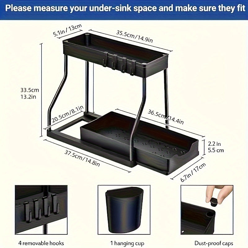 Under-Sink Organizer Med Skydeskuffe Til Køkken Og Badeværelse 3