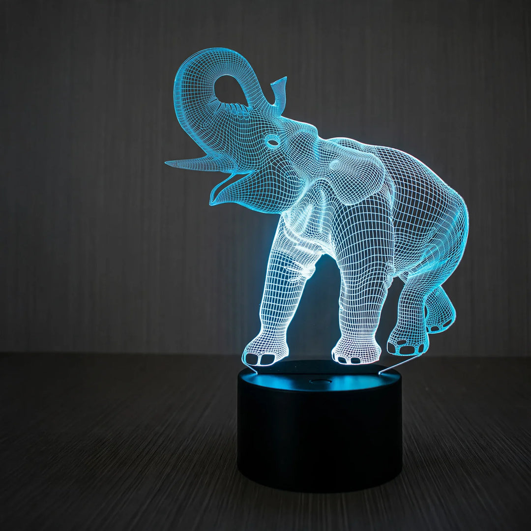Unisex 3D LED Natlampe Elefant med Fjernbetjening og Touchkontrol 0