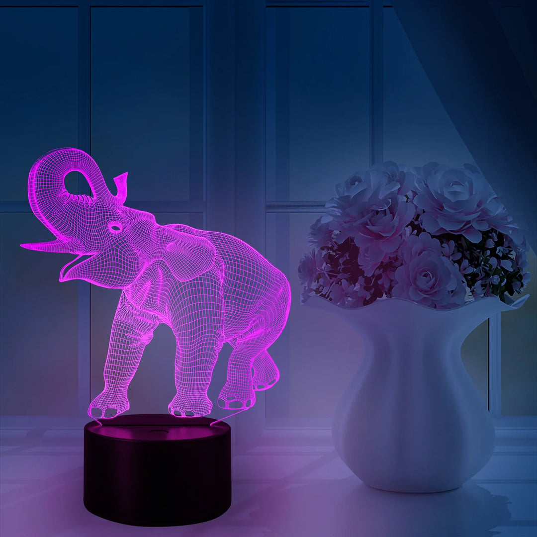 Unisex 3D LED Natlampe Elefant med Fjernbetjening og Touchkontrol 1