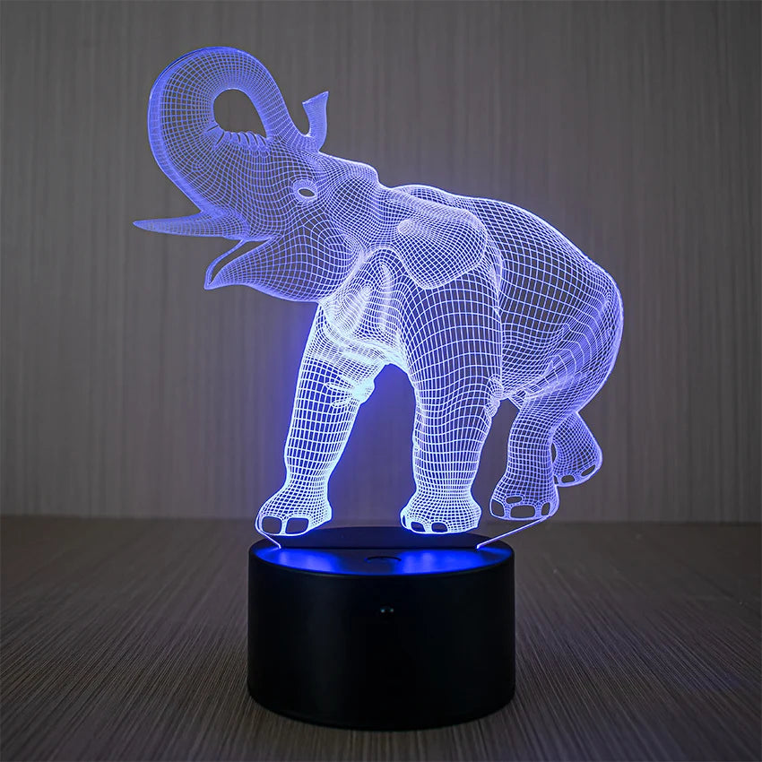 Unisex 3D LED Natlampe Elefant med Fjernbetjening og Touchkontrol 2