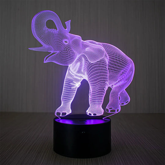 Unisex 3D LED Natlampe Elefant med Fjernbetjening og Touchkontrol 3