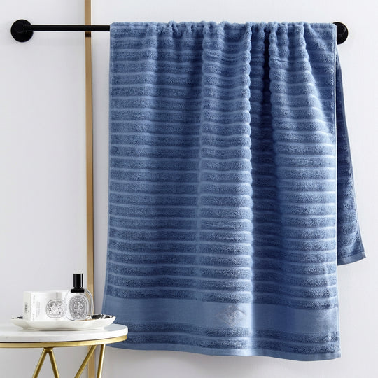 Unisex Badehåndklæde Ribbet Struktur med Broderi 0