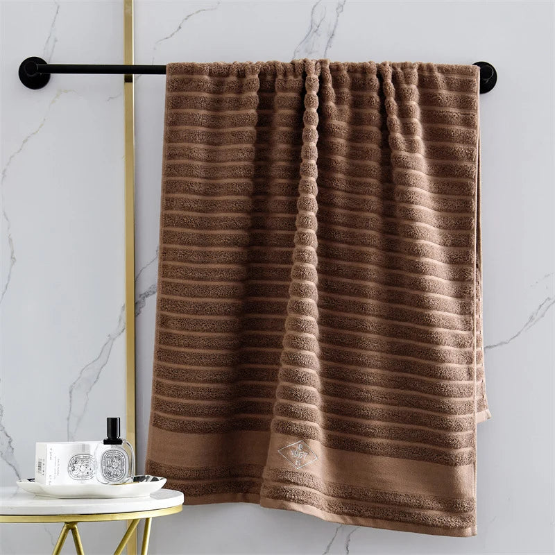 Unisex Badehåndklæde Ribbet Struktur med Broderi 14