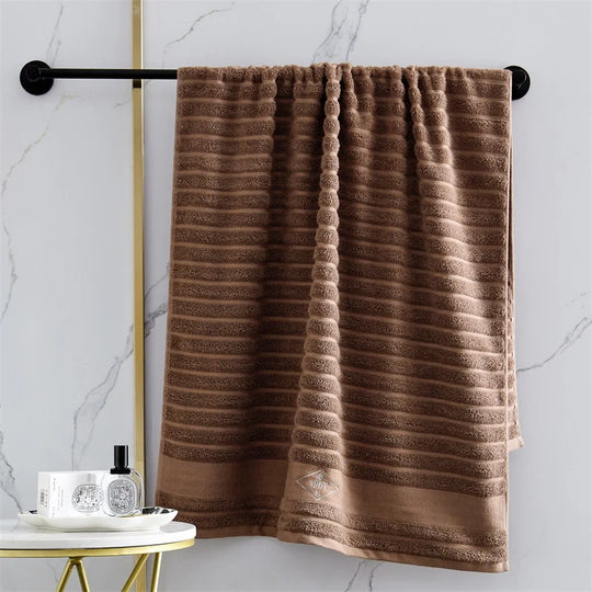Unisex Badehåndklæde Ribbet Struktur med Broderi 14