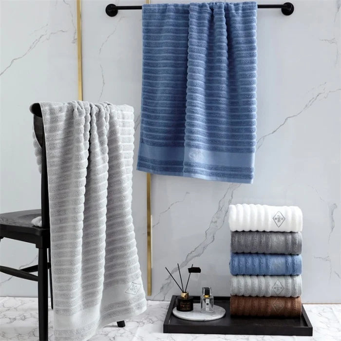 Unisex Badehåndklæde Ribbet Struktur med Broderi 2
