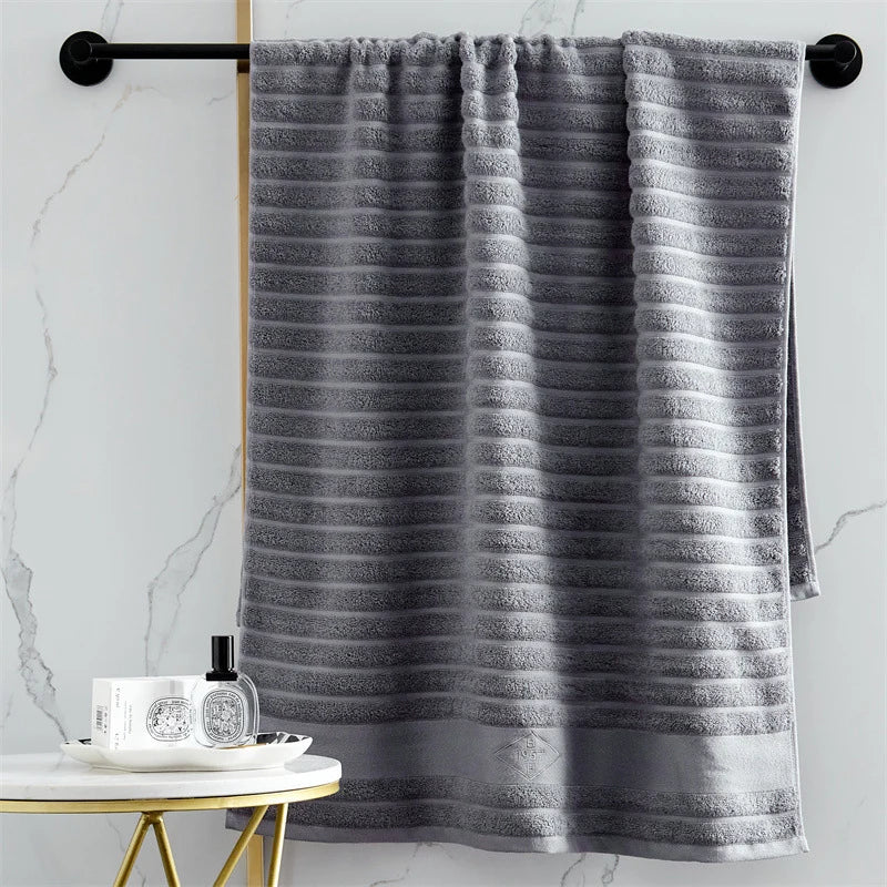Unisex Badehåndklæde Ribbet Struktur med Broderi 7