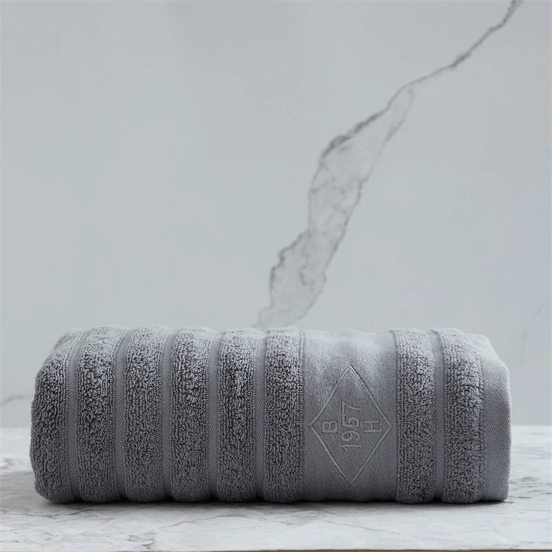 Unisex Badehåndklæde Ribbet Struktur med Broderi 8