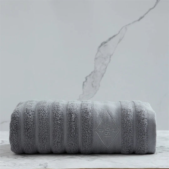 Unisex Badehåndklæde Ribbet Struktur med Broderi 8