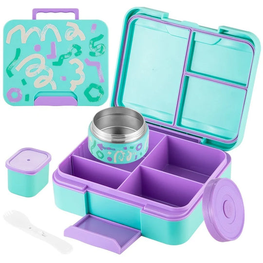 Unisex Bento-madkasse med flere rum og farverigt design 1