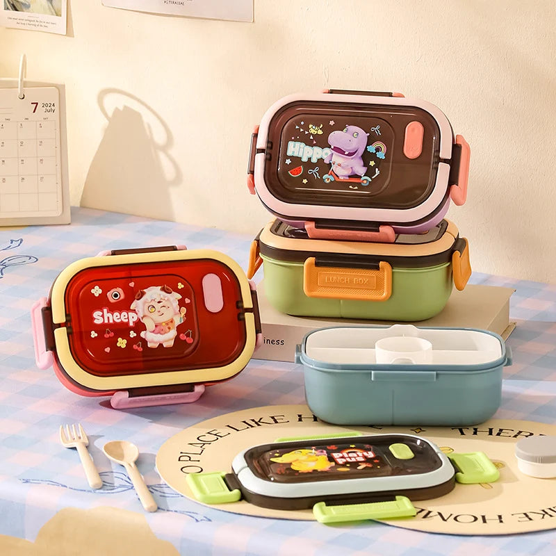 Unisex Bento Madkasse med Dyretema og Flere Rum 1