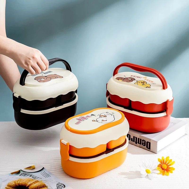 Unisex Bento Madkasse med Figurdesign og Flere Rum 0