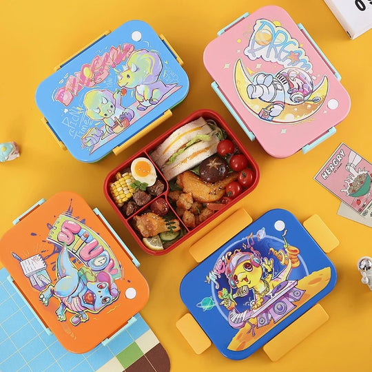 Unisex Bento Madkasse med Figurer og Flere Rum 3