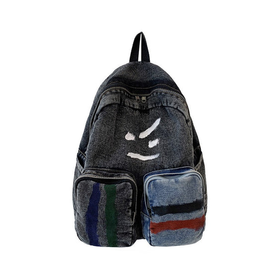 Unisex Denim Rygsæk med Kunstnerisk Design 5