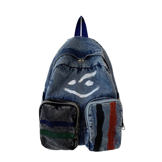 Unisex Denim Rygsæk med Kunstnerisk Design 6