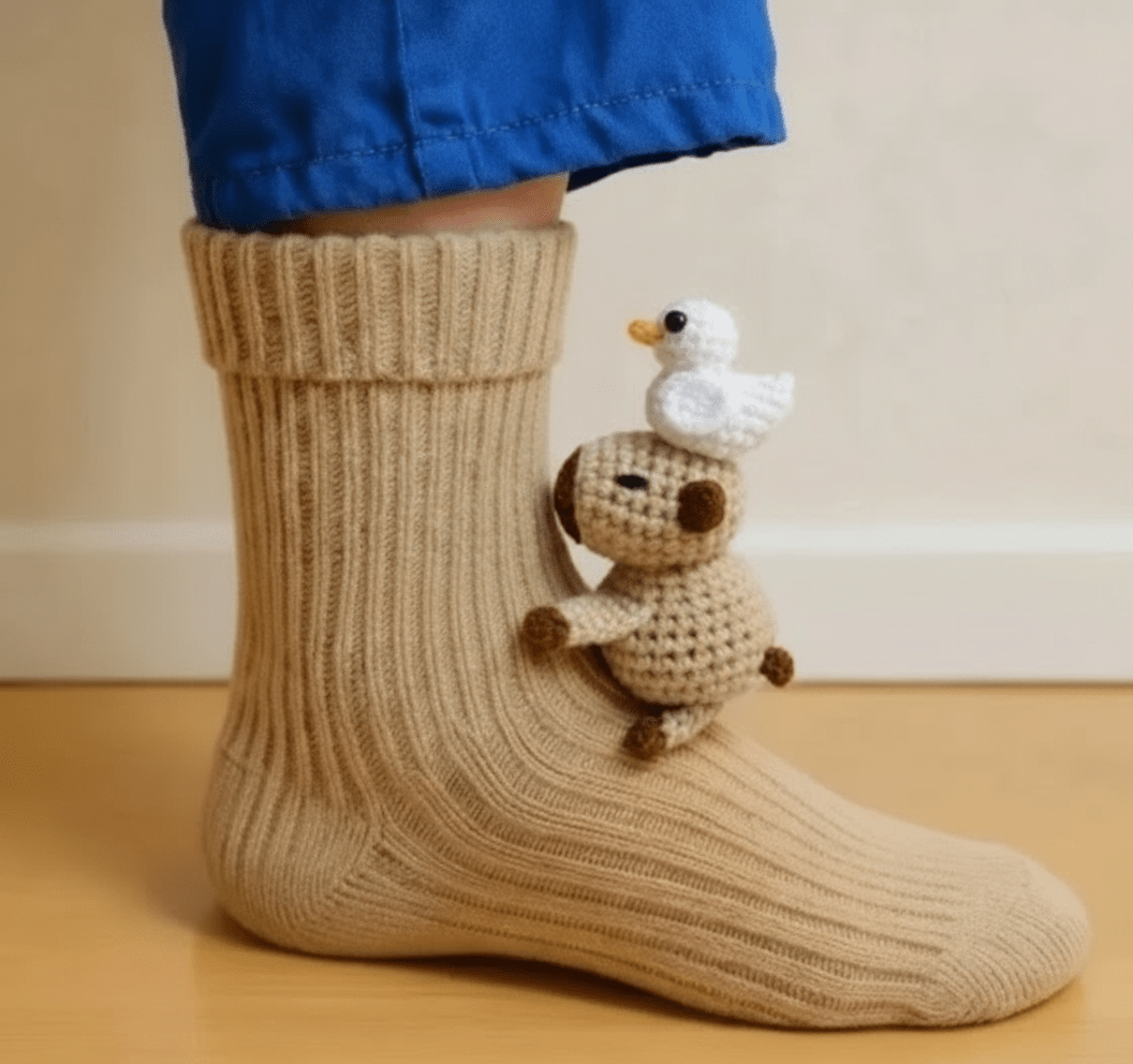 Unisex Hussokker med 3D Dyreaccent Komfortabel og Skridsikker Design 1