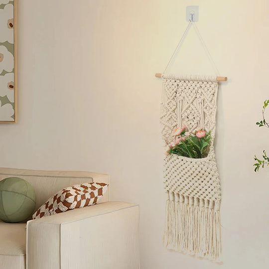 Unisex Macramé Vægophæng Boho Stil 3