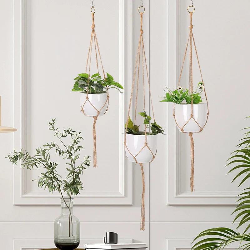 Unisex Makramé Planteholder Hængende Design 3